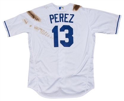 2017 Salvador Perez Game Used Kansas City Royals Home Jersey Used On 9/9/2017 (MLB Authenticated)